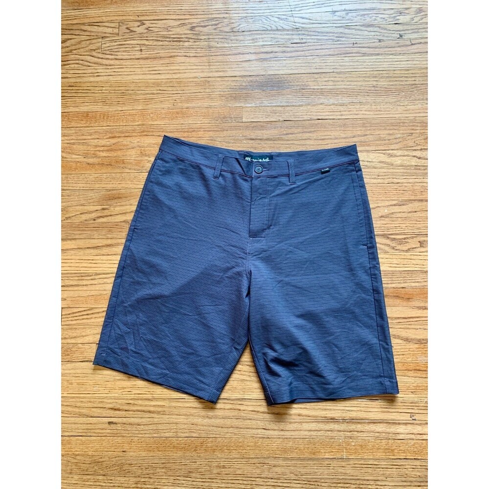 Travis Mathew Mens Golf Shorts Performance Stretch Blue Micro Stripe Size 34